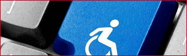 Zdjęcie przedstawia rysunek klawiatury z symbolem osoby na wózku inwalidzkim.